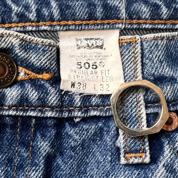 Vintage Levi's 505 Orange Tab Straight Cut Acid Wash Jeans - Picture 3 of 10